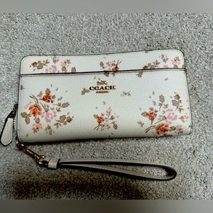 Coach floral zipper wallet with strap